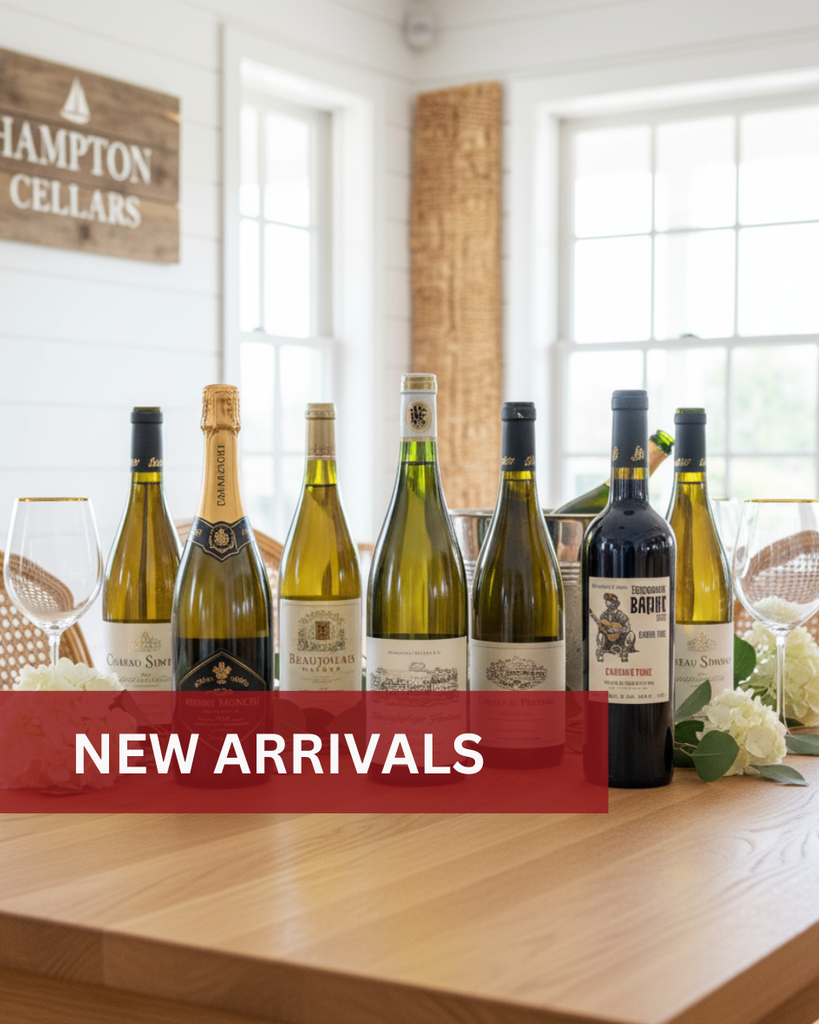 New Arrivals featuring fresh-release wines, limited allocations, & curated spirits at Wainscott Main Wine & Spirits.