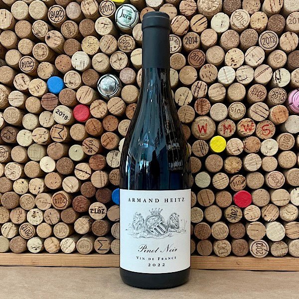 Armand Heitz Pinot Noir Vin de France 2022 bottle, elegant, fresh Pinot Noir.
