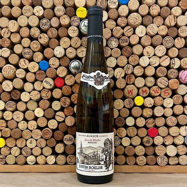 Justin Boxler ‘Pfoeller’ Alsace Riesling 2022 bottle, mineral, citrus-driven Alsace white wine.